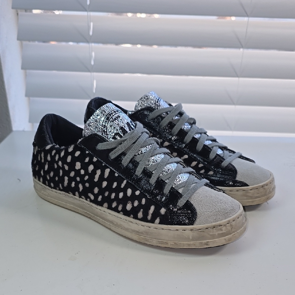 P448 Black and Silver Calf Patterned Sneakers - Picture 1 of 14